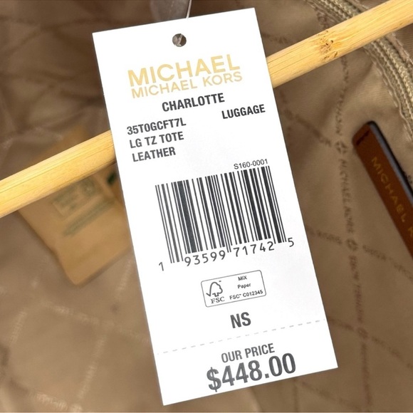 Michael Kors Large Charlotte Tote Bag Luggage Brown - Picture 10 of 10